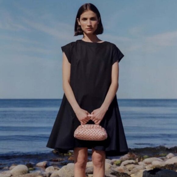 Merlette Dresses & Skirts - Merlette Naarden Mini Dress Poplin Swing Cotton Black Party Boat Neck S 282177 🐝